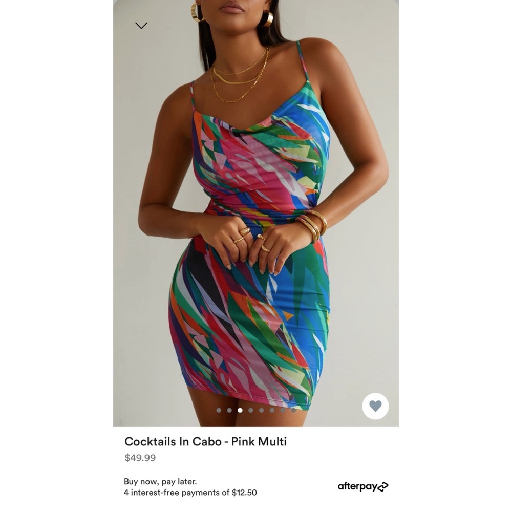 COCKTAILS IN CABO - PINK MULTI
ABSTRACT MINI DRESS, Size M, only wore once.